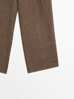 Massimo Dutti Брюки широкие из 100% льна, коричневый