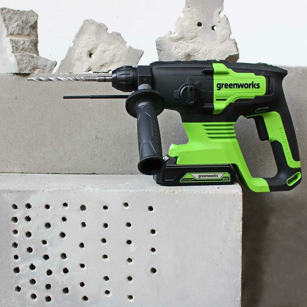 Перфоратор аккумуляторный GREENWORKS GD24SDS2 24В,SDS+,2ДЖ,б/щ,без АКБ и ЗУ (3803007)