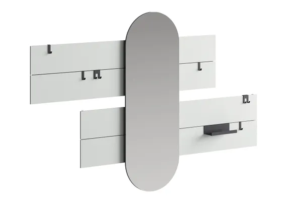 Вешалка Stripe L горизонтальная с зеркалом 60*160 см (светло-серый)