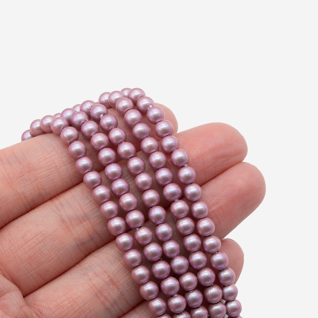 Хрустальный жемчуг, оттенок "PurpleAsh", шар 4мм, улучшенное перламутрово-сатиновое покрытие