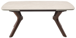 Стол КИРАН (KIRAN) 180 БЕЖЕВЫЙ МРАМОР (MATTE SICILY BEIGE SOLID CERAMIC) / Орех темный, ®DISAUR