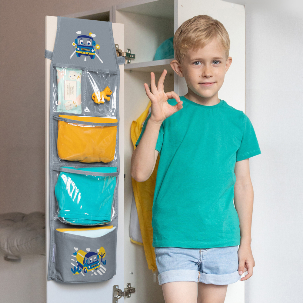 Кармашки для детского сада на липучке. Машинка