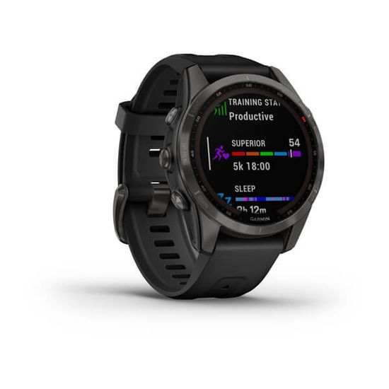 Часы Garmin Fenix 7S Sapphire Solar, черные с черным силиконом 010-02539-25