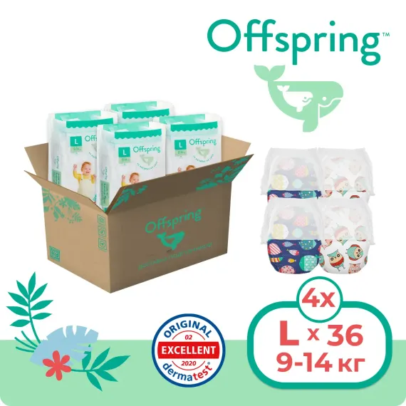Подгузники Offspring 0 (9-14 кг) 144 шт.