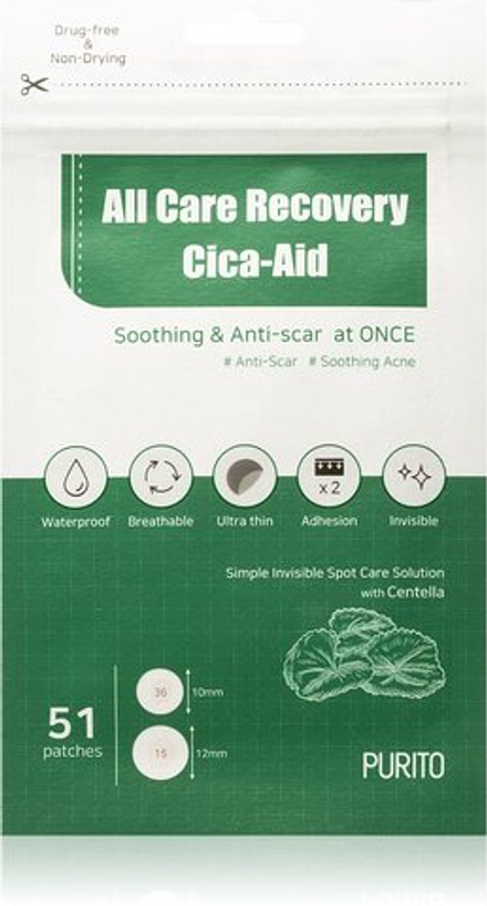 Purito All Care Recovery Cica Aid - патчи для проблемной кожи /  51 szt.   / GTIN 8809563100330
