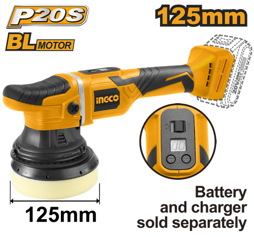Аккумуляторная угловая полировальная машина 20В INDUSTRIAL комп: кор, без акб и з/у