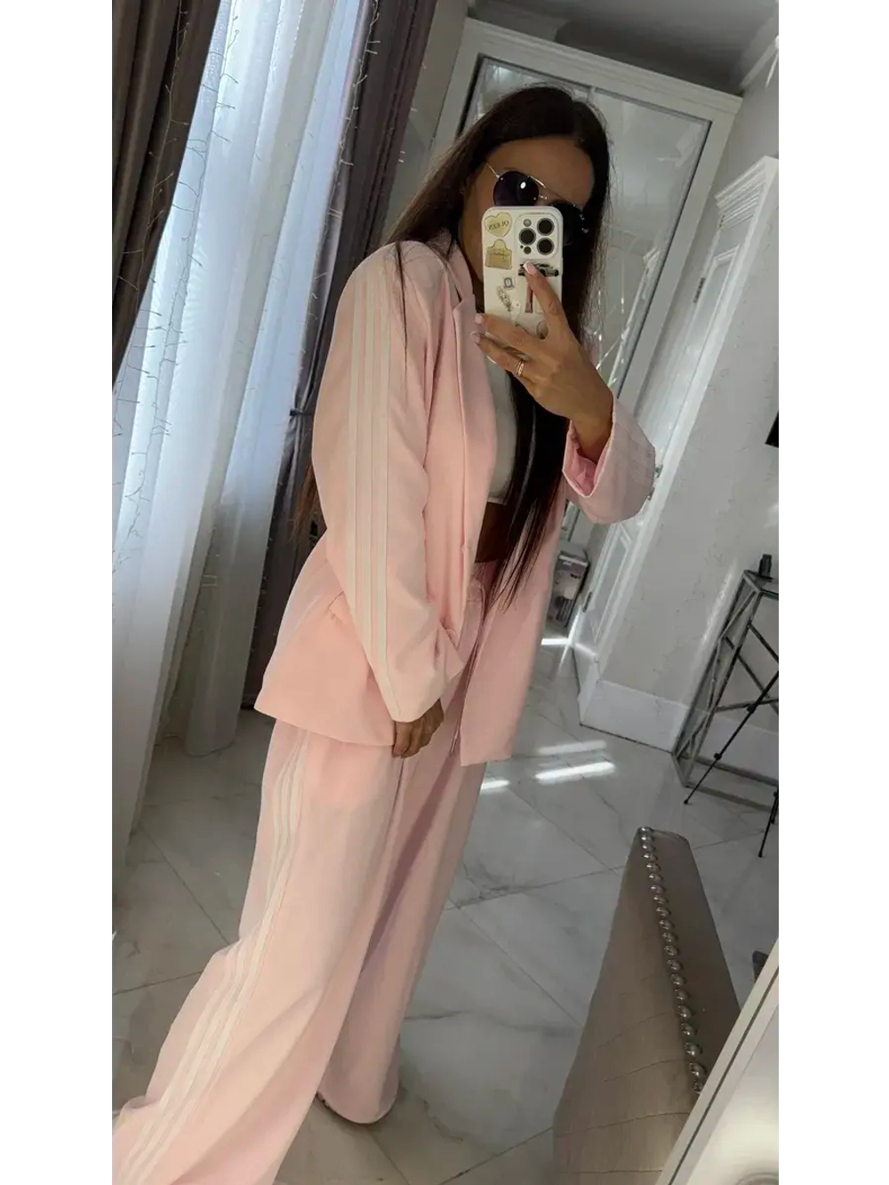 Костюм двойка брючный трикотажный в рубчик oversize