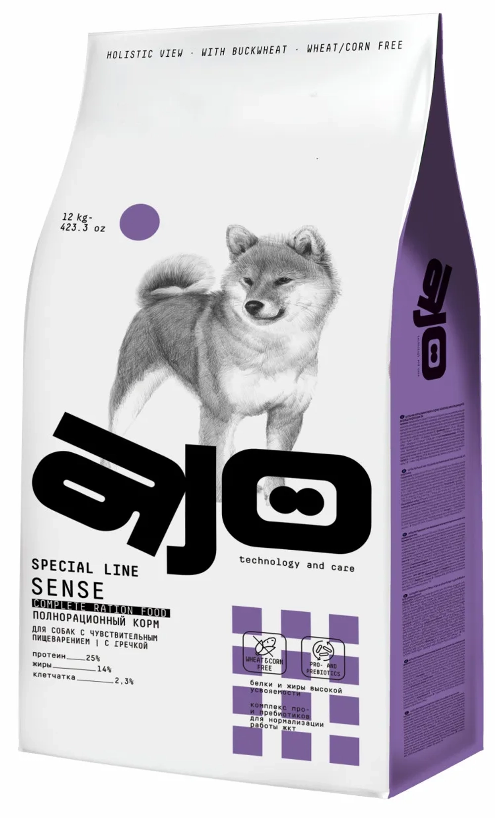 AJO Dog Sense для собак с чувствительным пищеварением 12 кг