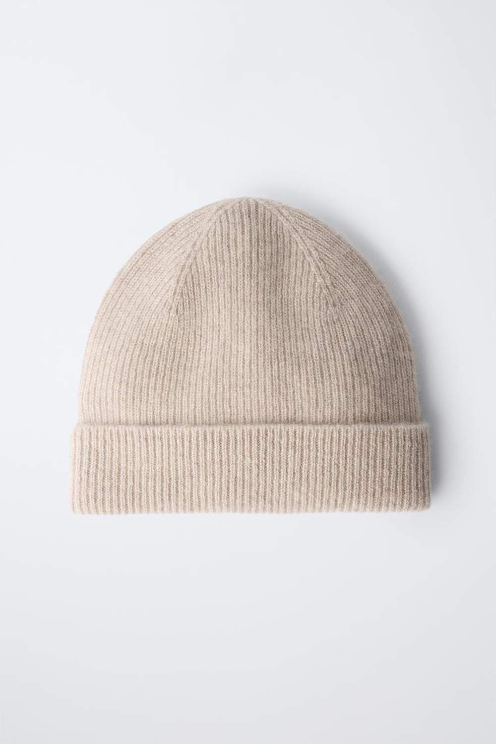 ZARA ШАПКА В РУБЧИК ИЗ 100% КАШЕМИРА, ЦВЕТ ЛЬДА