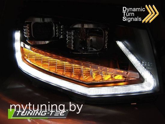 Передние фары Tube Light для Volkswagen T6 (15-19) динамические черные