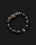 Дзи 3 глаза в браслете из черного соколиного глаза