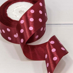 Лента Атласная 3,8см х 28м Сатин горох (Красный)