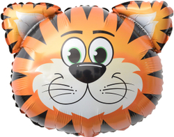 Шар с клапаном (14''/36 см) Мини-фигура, Голова, Тигр, 5 шт. в уп.