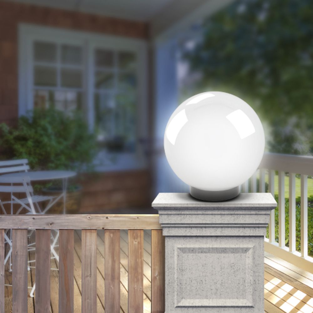 Садово-парковый светильник ЭРА НТУ 02-100-301 шар опаловый призма на опору / кронштейн IP44 Е27 max100Вт d300mm | Садово-парковые светильники