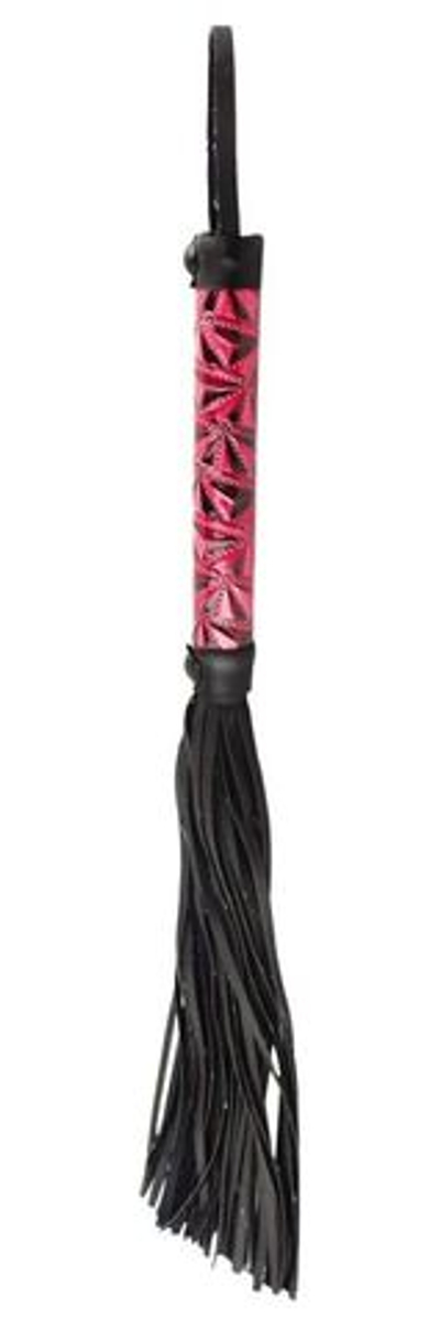 Аккуратная плетка с красной рукоятью Passionate Flogger - 39 см. (Цвет: красный с черным)