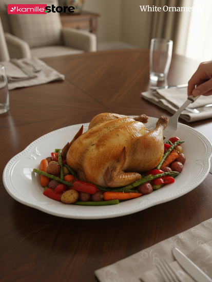 Блюдо овальное 25,5х17,5 см. фарфор "White Ornaments"