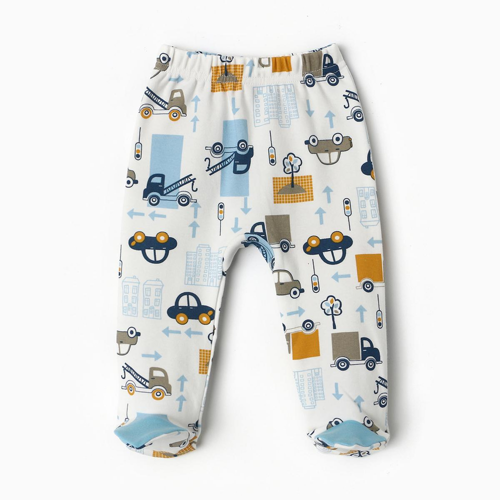 Ползунки детские, цвет белый/машинки, р. 74 9927064 (BONITO)