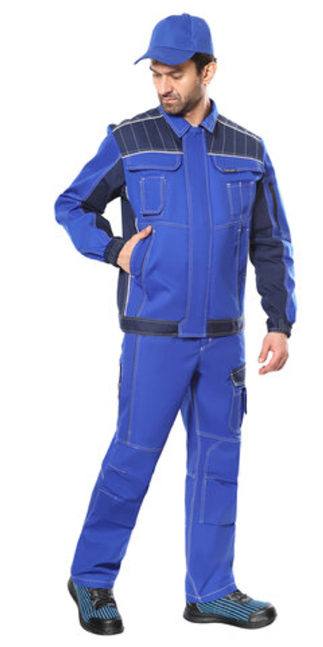 Костюм "Престиж" куртка, полукомбинезон, васильковый с синим