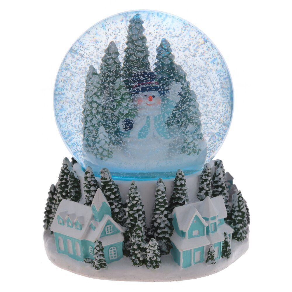 GAEM Фигур декор в стекл шаре "Снеговик/Дом" (подсв, муз, вьюга, AAAх3 н/п), D 10 см, L12 W11,5 H14 см, 2