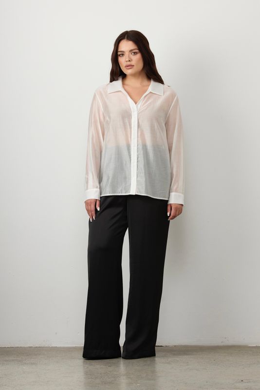 Блузка из тенселя с отложным воротником, белый