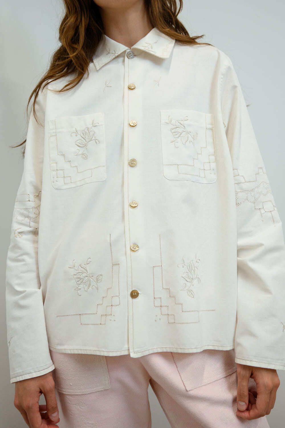 Рубашка Soeurs с Длинными Рукавами 2 нежно-кремовая