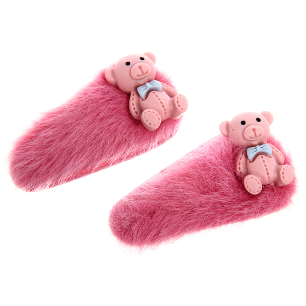 Зажимы для волос детские 2 шт «Boom- Медвежёнок Томми», микс 4 цвета, 5,5*2,5 см