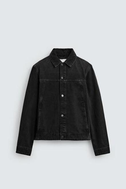 ZARA БАЗОВАЯ ДЖИНСОВАЯ КУРТКА, ЧЕРНЫЙ