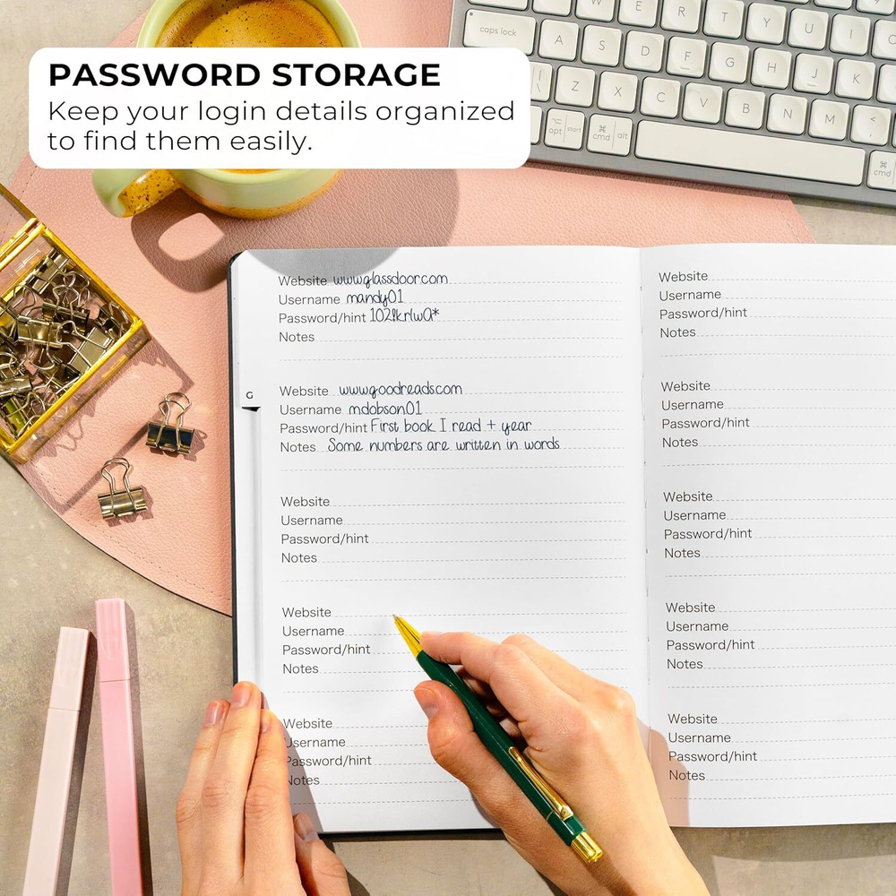 Clever Fox Password Book — Блокнот для хранения паролей с алфавитными вкладками Организатор логинов и паролей в стильном дизайне