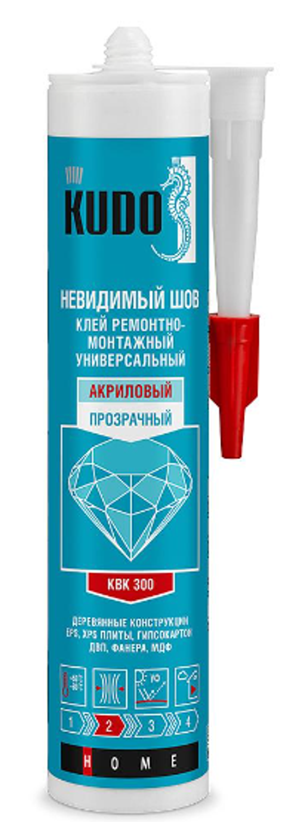 Клей вместо гвоздей "KUDO" Невидимый шов универсальный акриловый 280мл (12шт)