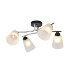 Люстра потолочная 4х60Вт E27, металл/стекло, хром/черный, матовый плафон