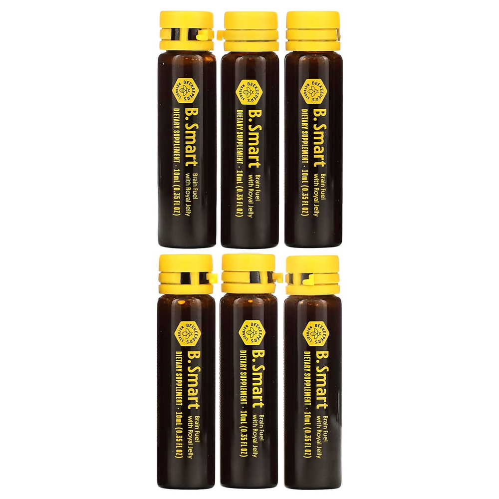 Beekeeper's Naturals, Маточное молочко, топливо для мозга, 6 флаконов по 10 мл (0,35 жидк. унц.)
