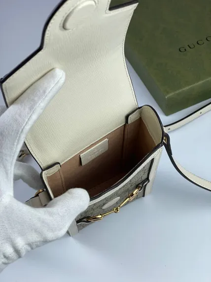 Мини-сумка женская Gucci Horsebit 1955 белый