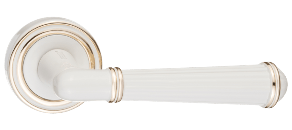 Ручка круг Ренц Новара, цвет белый/золото ЦАМ (гарантия - 10 лет)