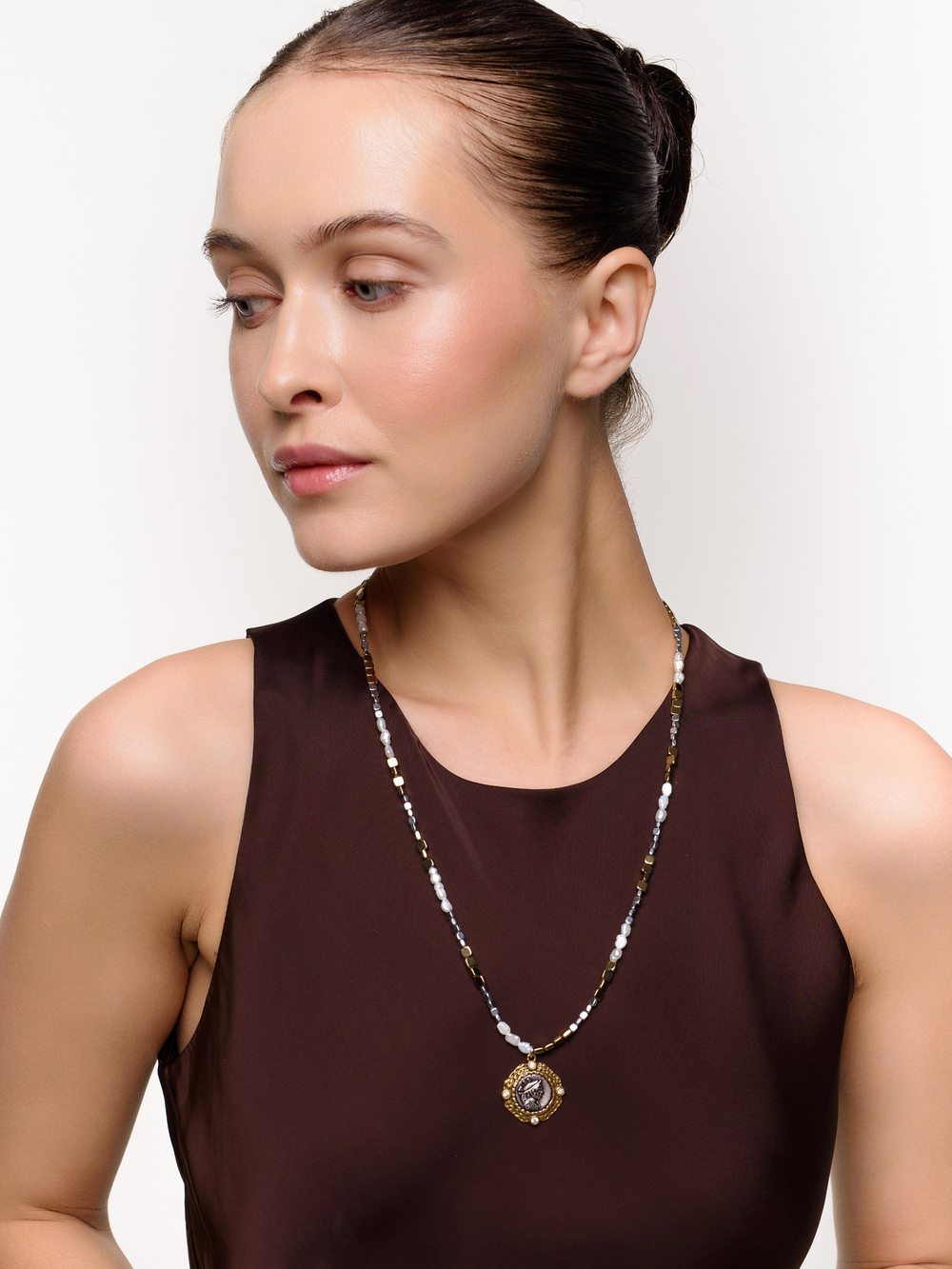 Сотуар "Pearl hematite coin bicolor"