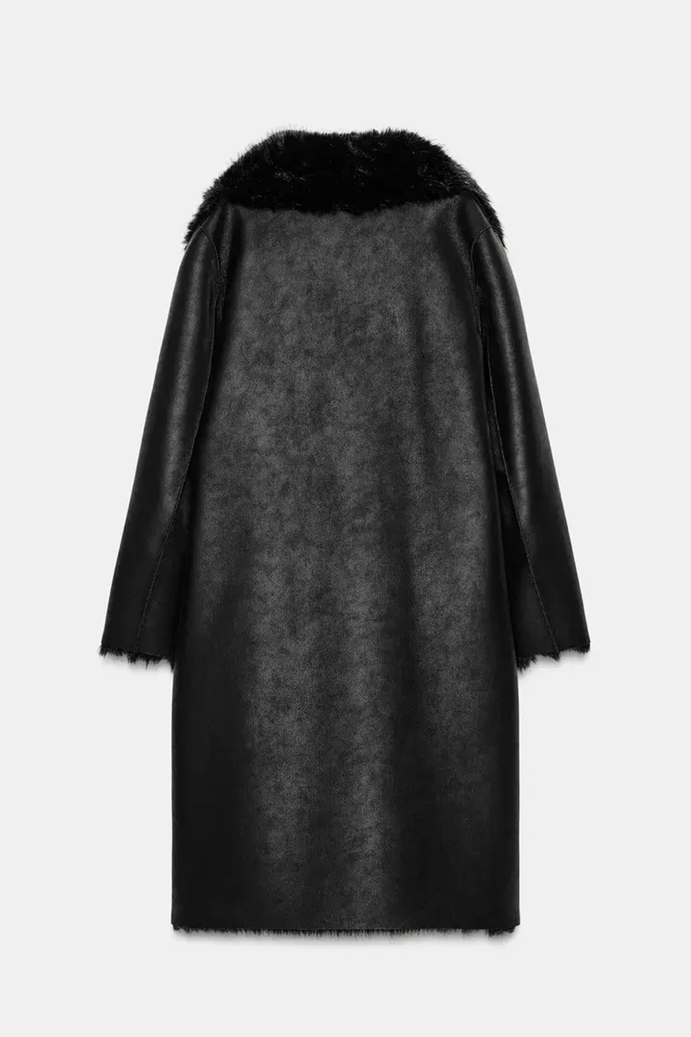 ZARA ДВУСТОРОННЕЕ ПАЛЬТО ИЗ ИСКУССТВЕННОГО МЕХА, ЧЕРНЫЙ