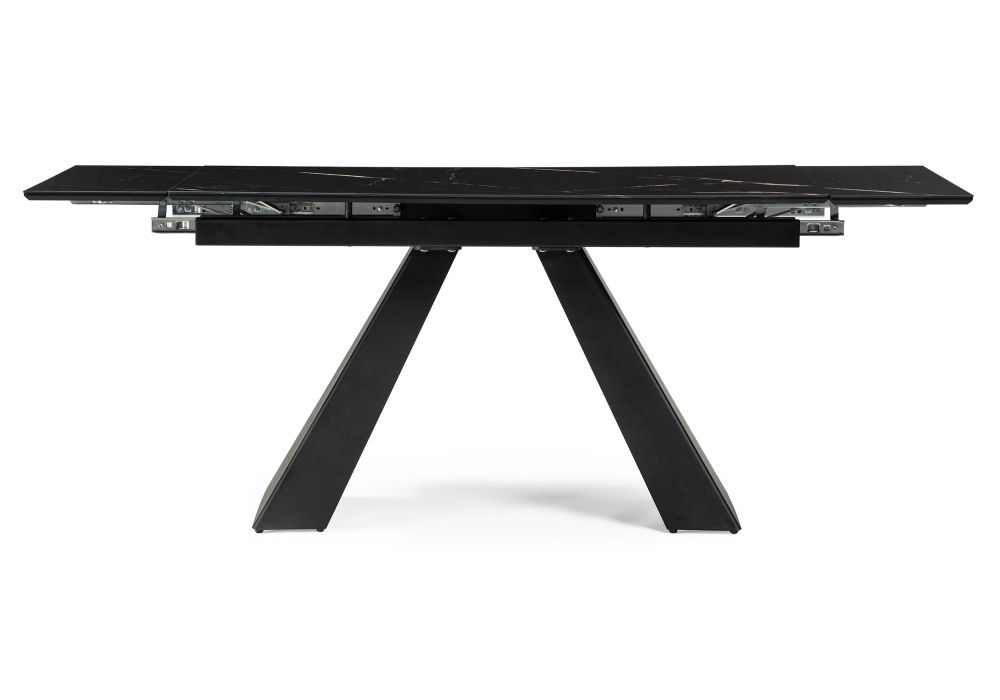 Стеклянный стол Торвальд 140(200)х80х77 обсидиан / черный