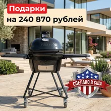 Керамический угольный гриль Primo Oval 200 Junior All-In-One, 34х47 см, с ножками и столиками