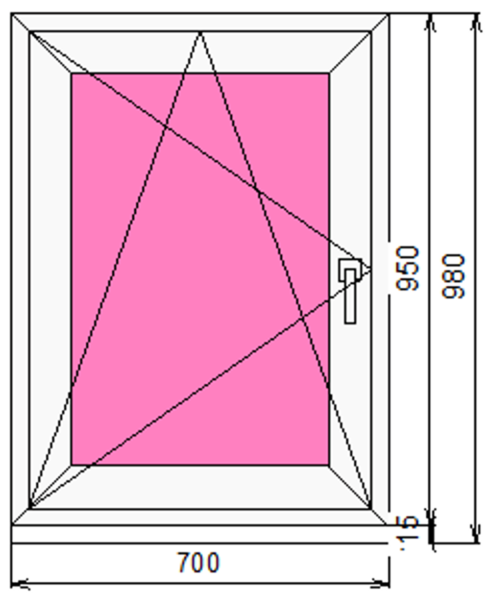 Пластиковое окно 950 х 700 ТермА Эко с поворотно-откидной створкой