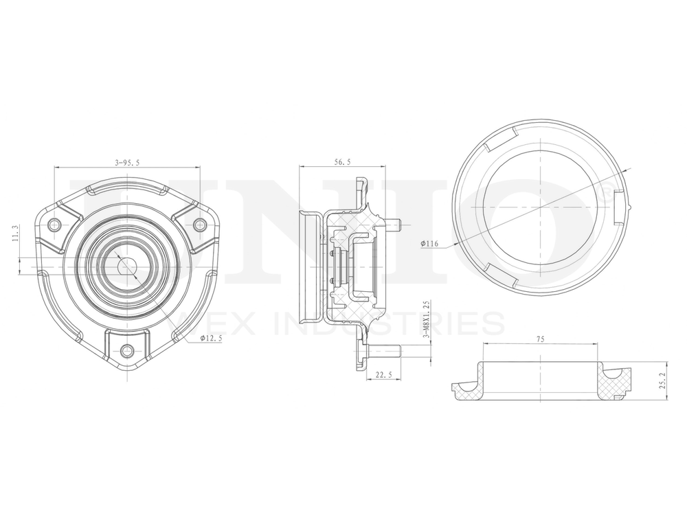 Опора амортизатора задняя UNIO RMP-13150