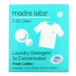 Madre Labs, моющее средство для стирки, тройной концентрации, сменный блок, свежесть хлопка, 6 пакетиков по 118 мл (4 жидк. унции)