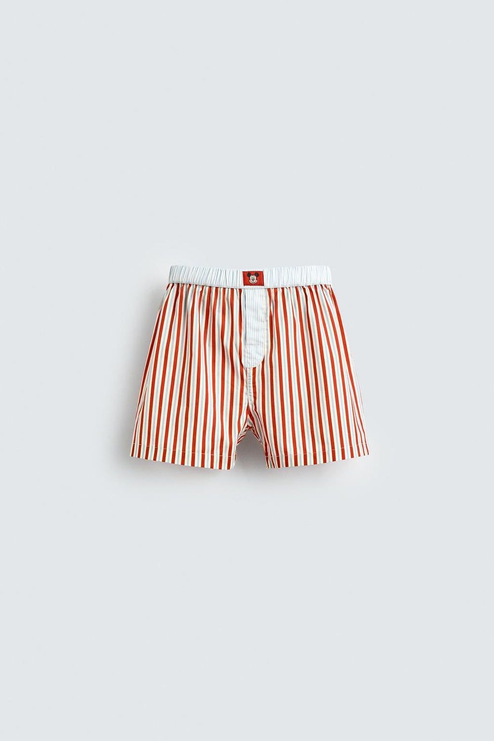 ZARA X DISNEY ПОПЛИНОВЫЕ ТРУСЫ-БОКСЕРЫ В ПОЛОСКУ, КРАСНЫЙ