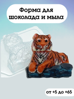 Форма пластиковая Тигр лежит на камнях