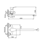 Смеситель для ванны и раковины 35к F2214-B FRAP (L излив, хром, силумин)