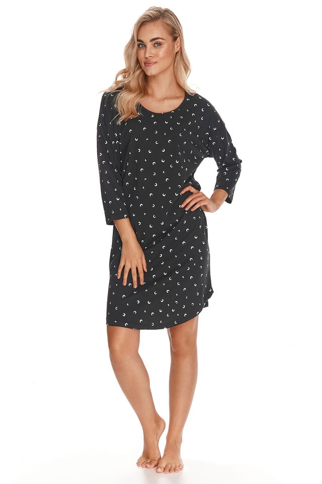 Сорочка свободного кроя Raisa графитового цвета с принтом