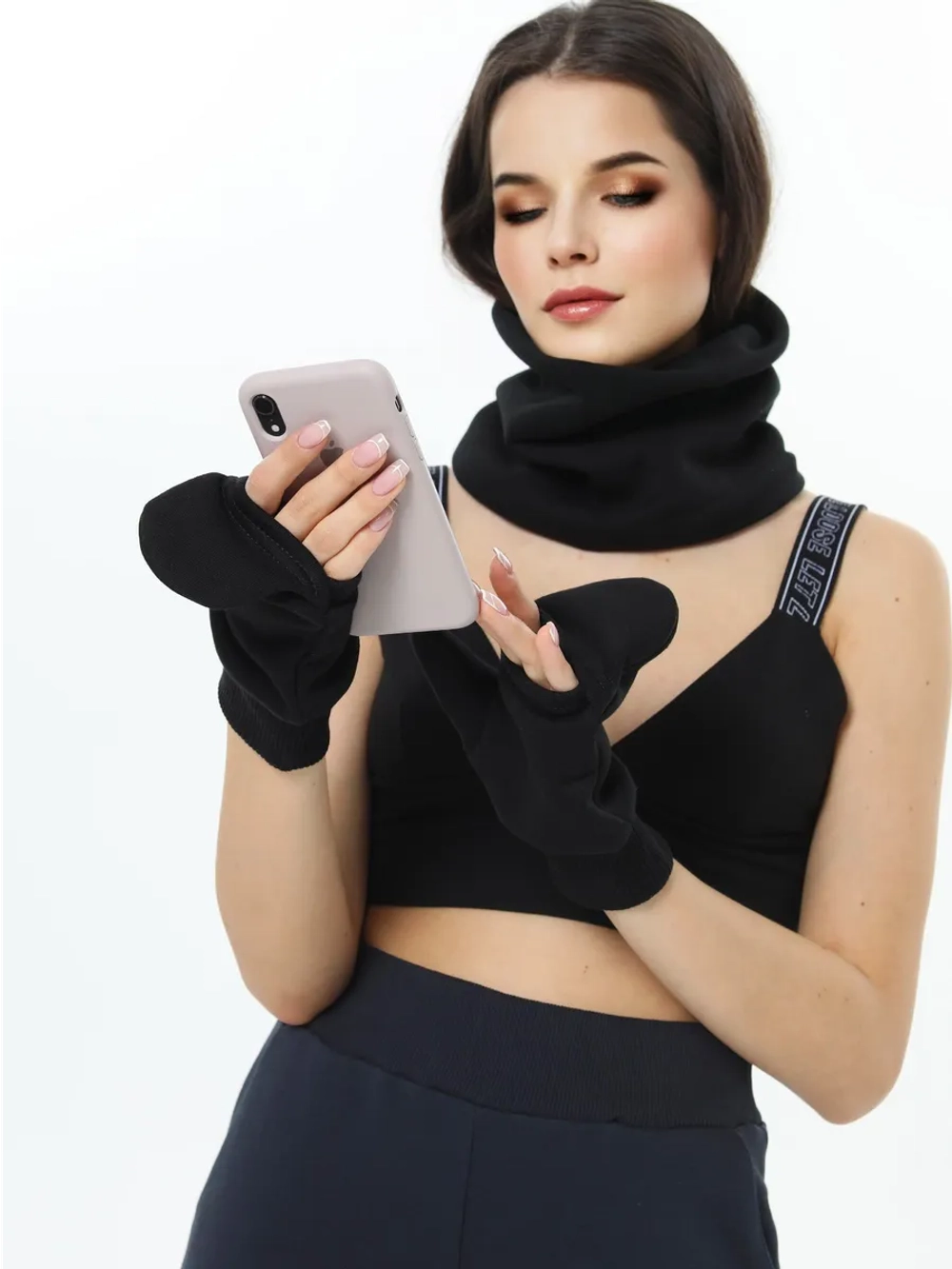 Рукавички-трансформеры из футера с начесом