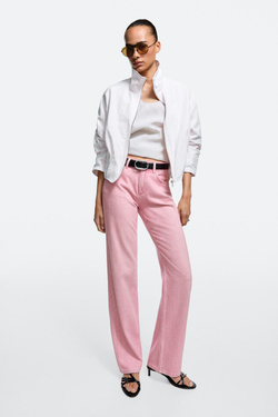 Massimo Dutti Джинсы прямого кроя с низкой посадкой, розовый