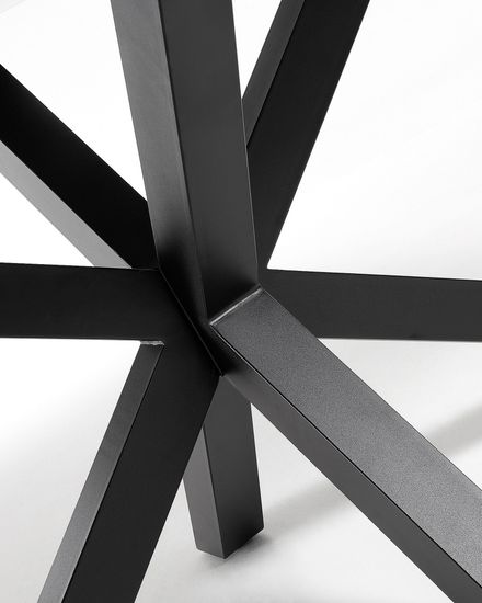 Argo Стол обеденный с черными ножками из стали и керамической столешницей Kalos Blanco 180x100