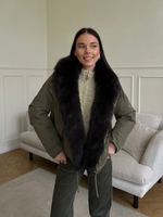 Парка Extra Lux с натуральным мехом хаки