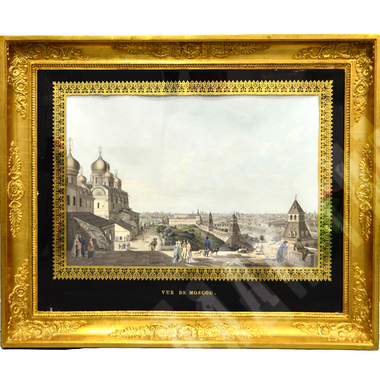 Хаммер К. Г. Вид на Москву (Vue de Moscou). Гравюра на металле, акварель. Дрезден. 1807