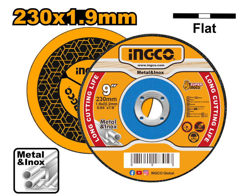 Круг отрезной по металлу INGCO MCD302303 230x1,9x22.2 мм Metal/Inox